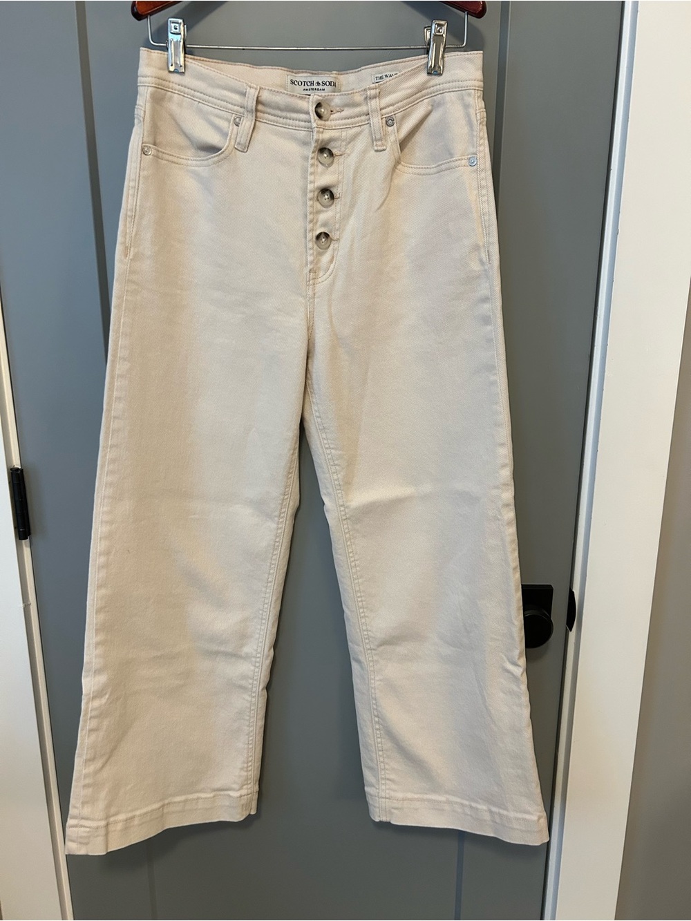 Scotch & Soda Cream Wide-Leg High-Rise Jeans